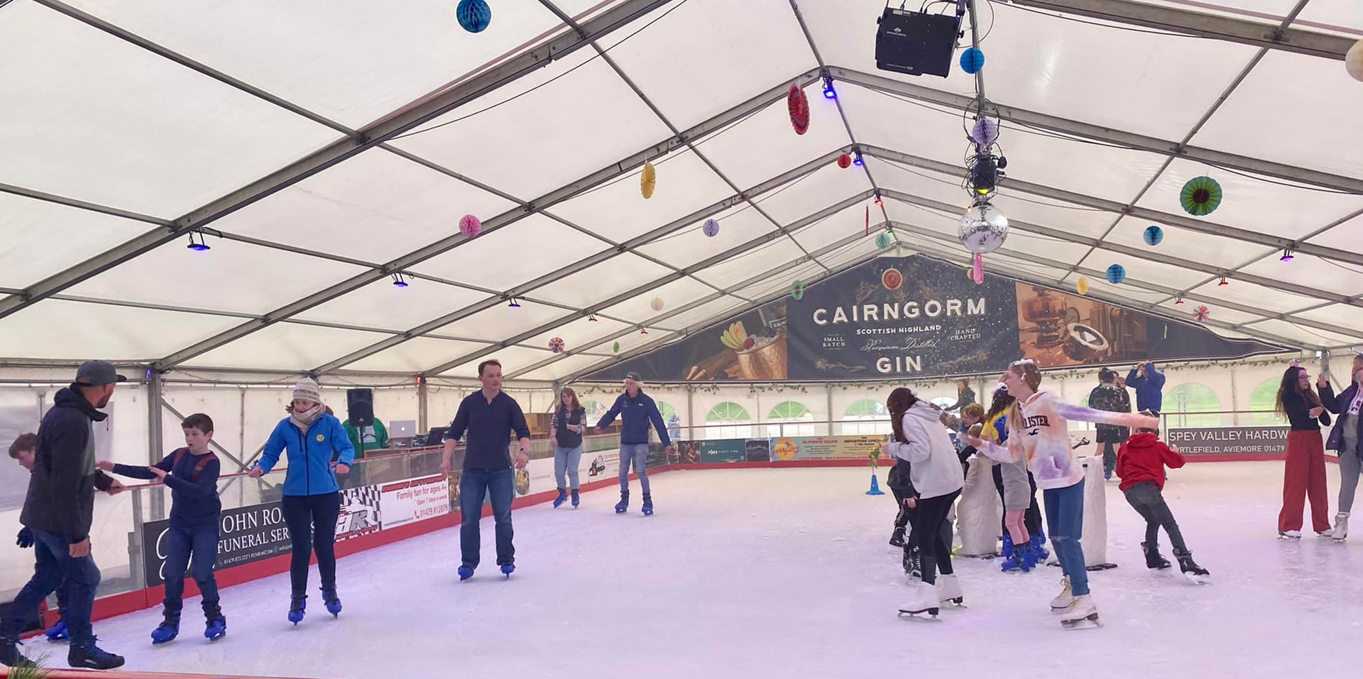 Kids and families skate at Aviemore ice rink
