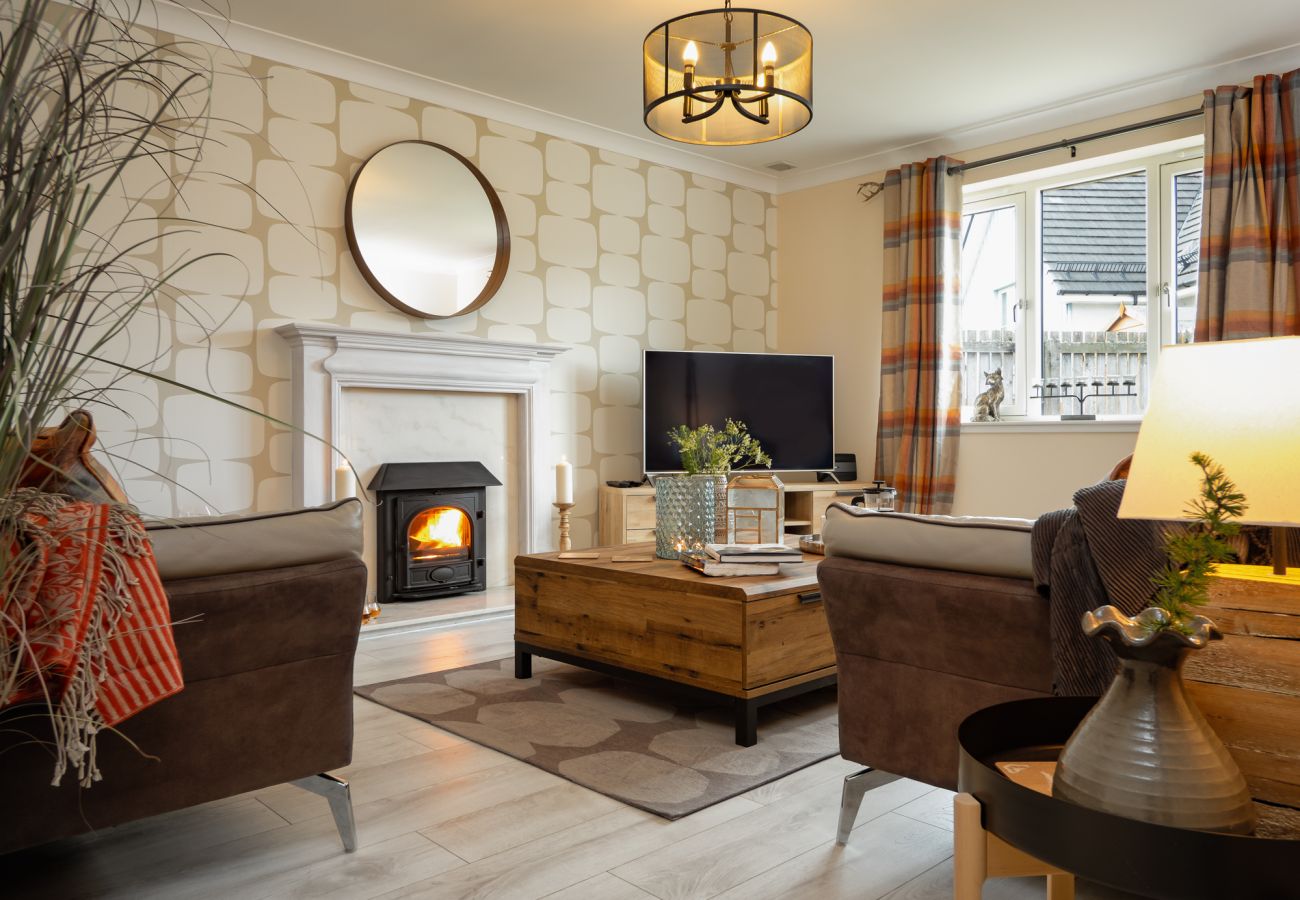 Living room in a modern Aviemore lodge