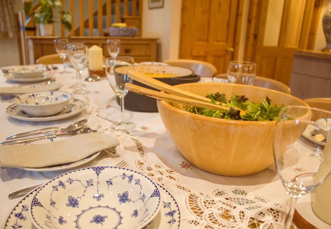 dinner set at the table at Carriden