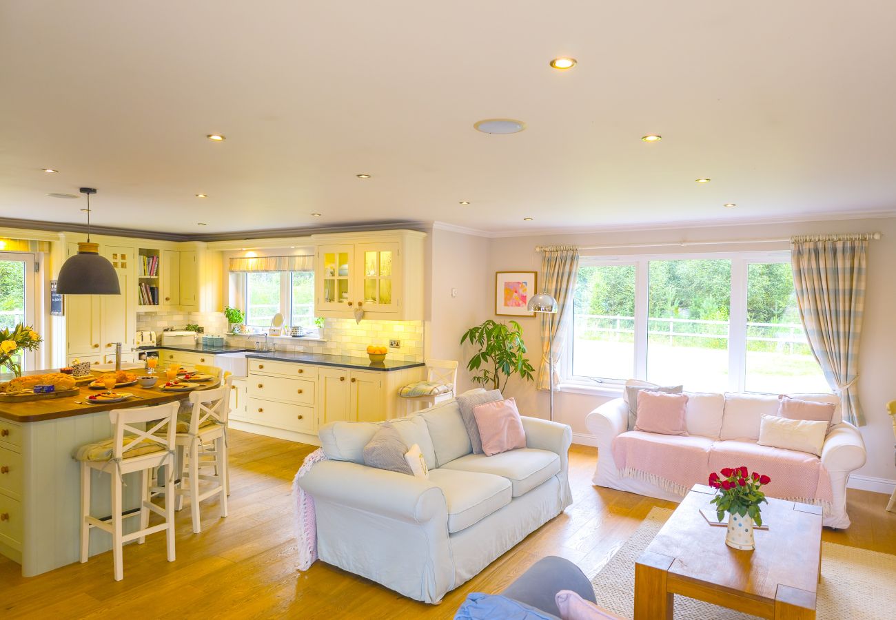 open plan lounge in the kitchen area at The Bellhouse