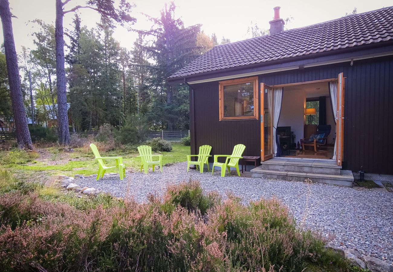 Outside of Taigh M'athair holiday home in Nethy Bridge