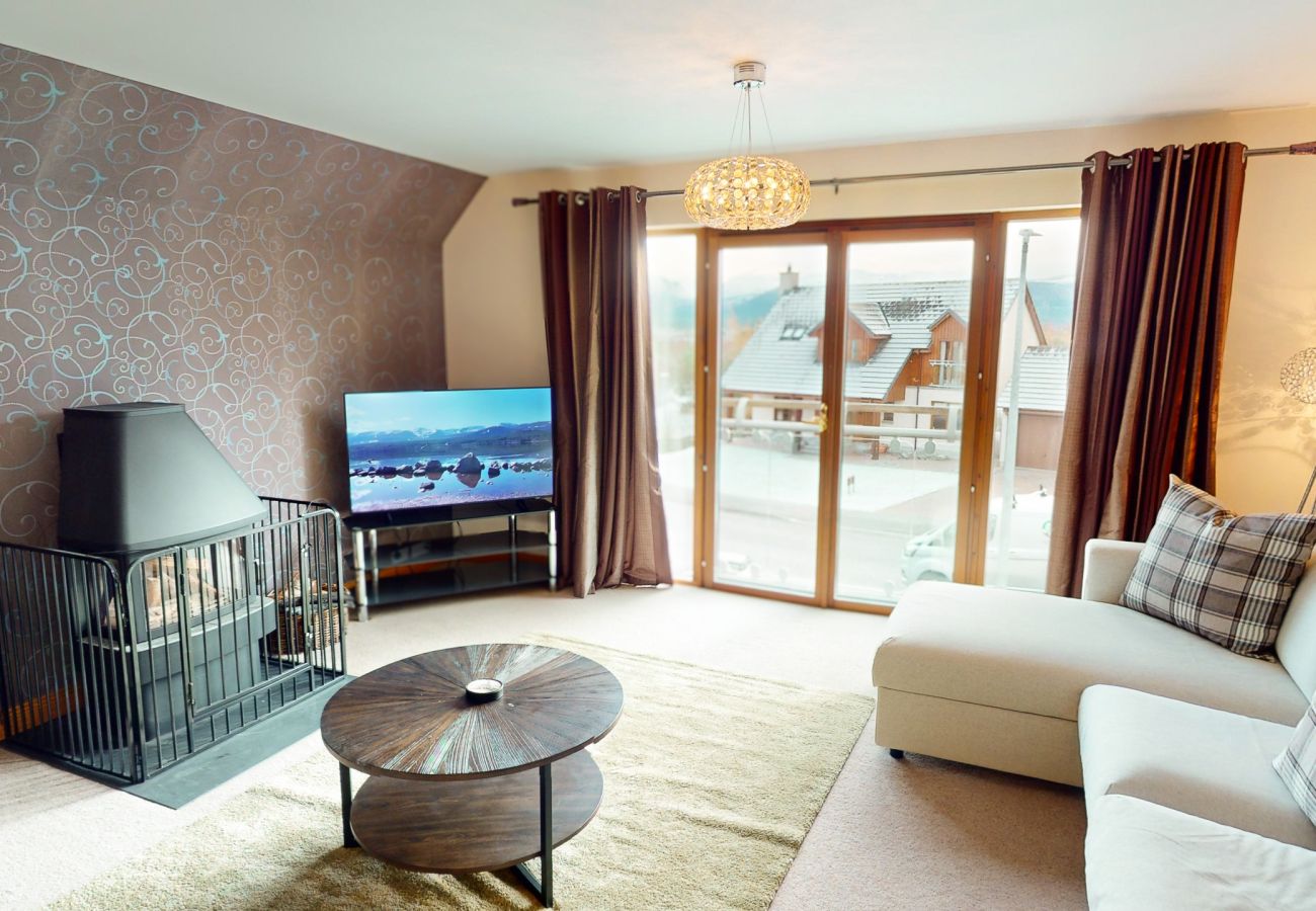 Living Room with Fireplace in Aviemore Holiday Home