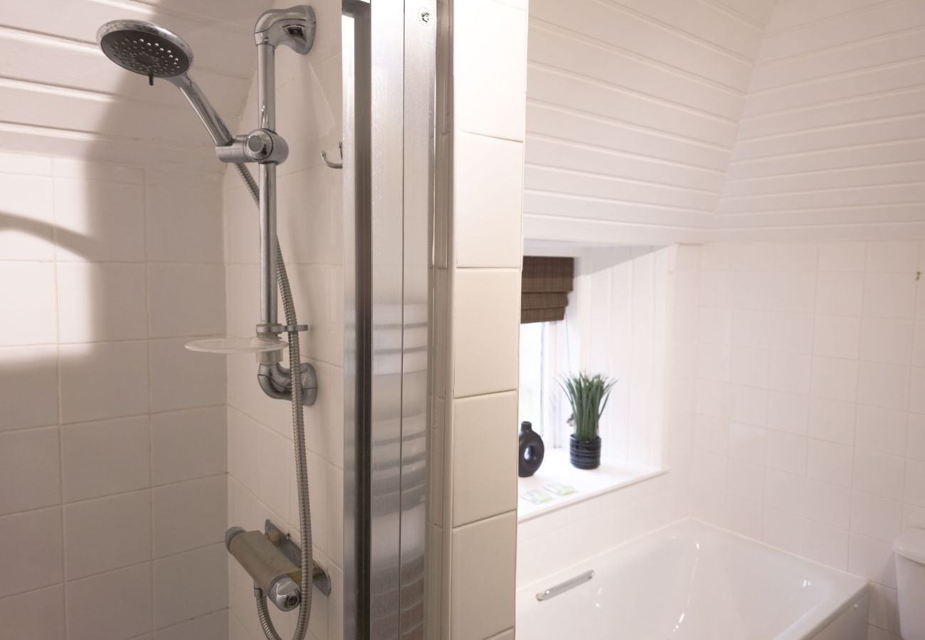 Bathroom with a walk-in shower in a holiday home in Laggan, Scotland