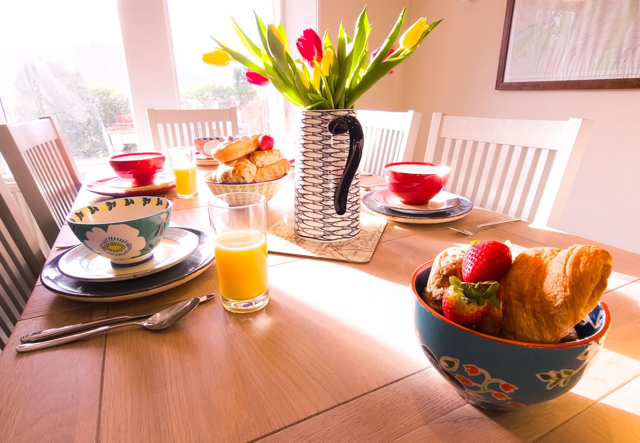 Breakfast setup in a Highland holiday home