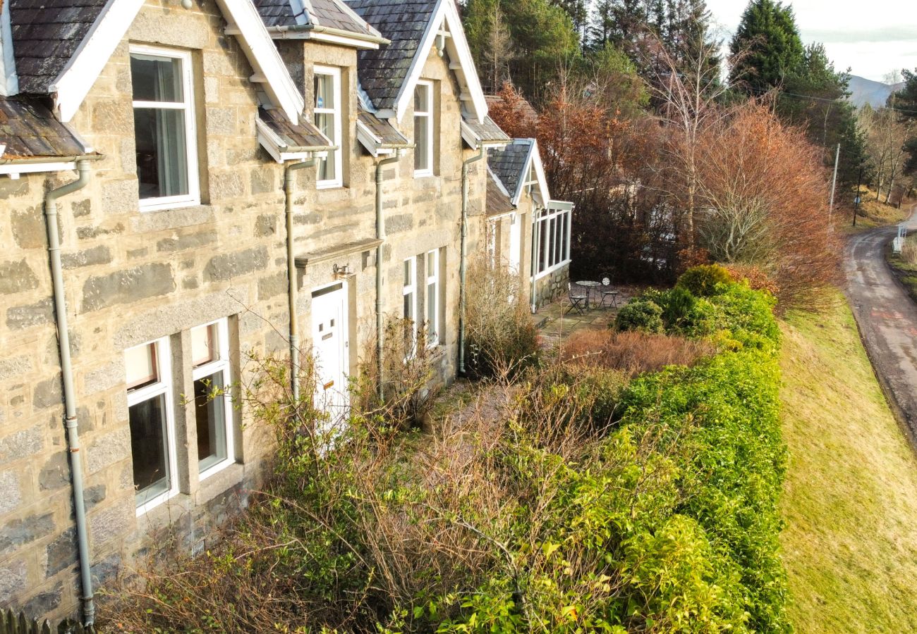 Traditional stone-built exterior of a holiday home in the Scottish Highlands