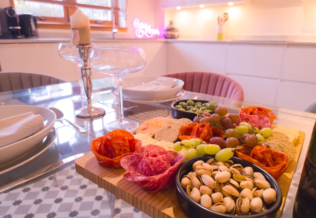 Romantic grazing board scene in Aviemore lodge