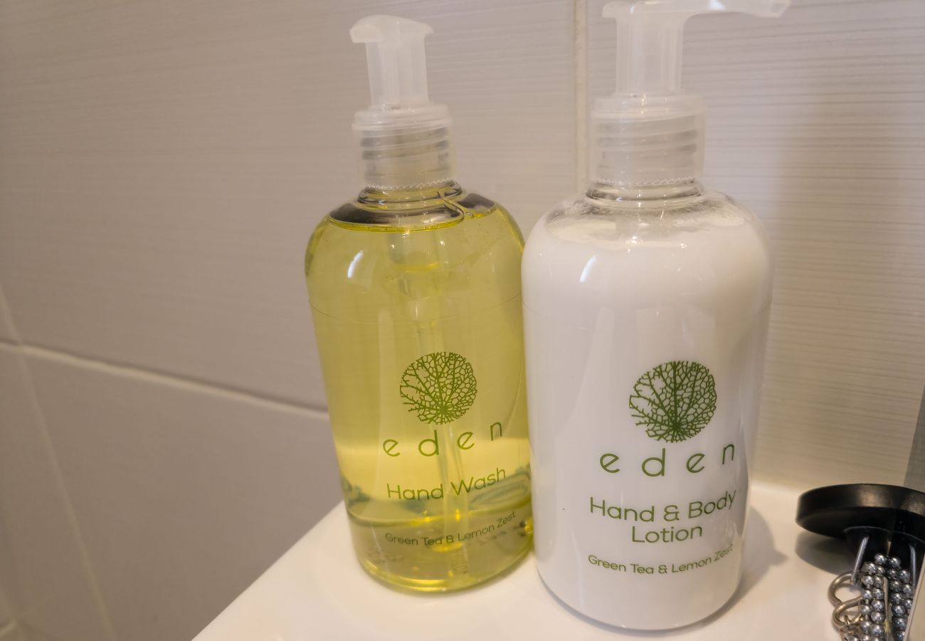 Bathroom sink with toiletries