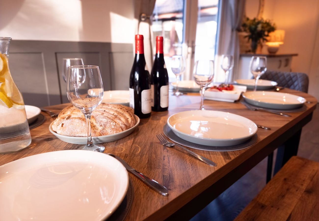 Dining table set for a family of 8