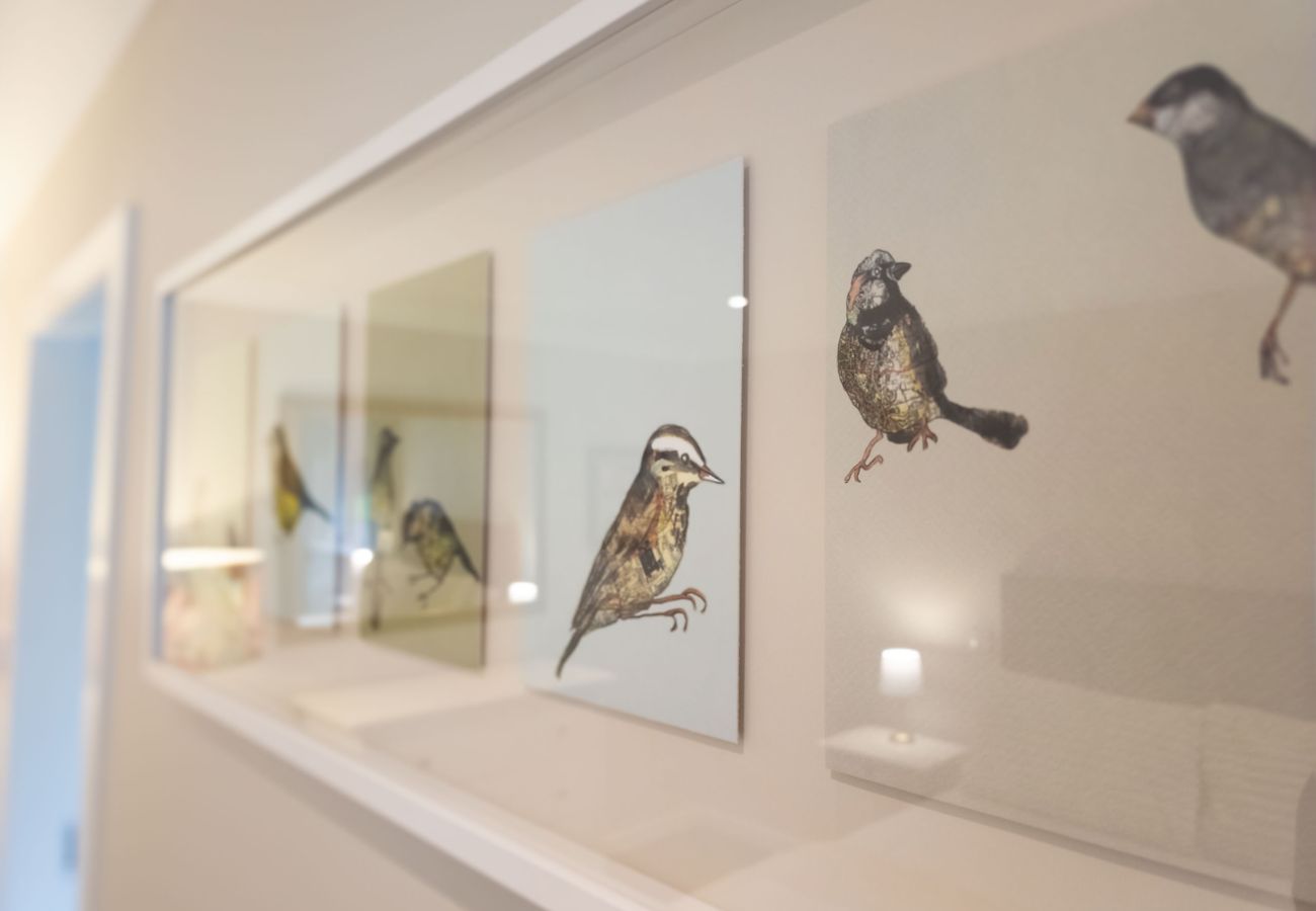 Lots of thoughtful artwork throughout the  house