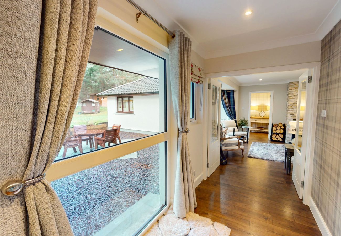 Hallway and bright interior of the self-catering lodge.