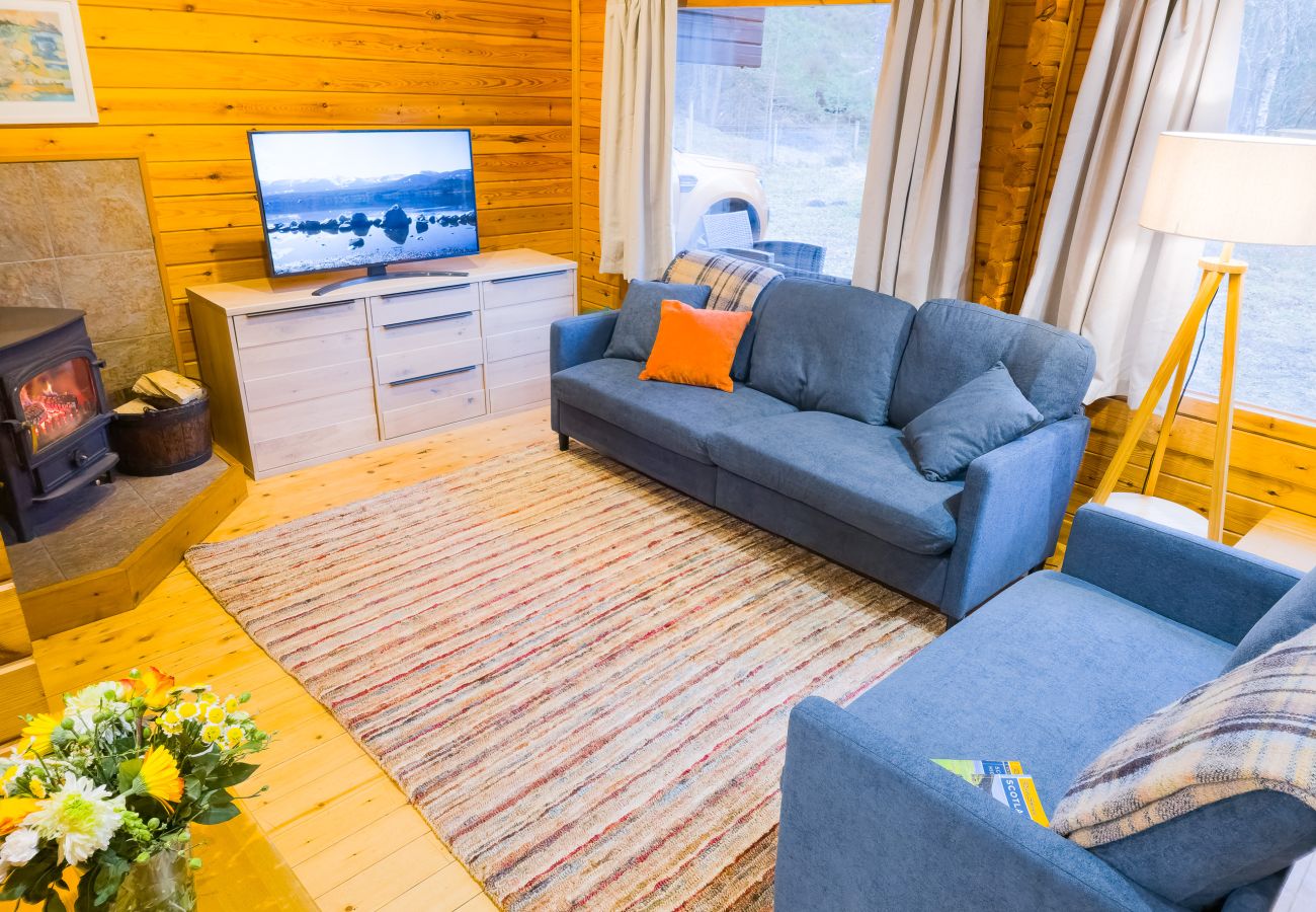 Enjoy a wood burning stove at Tormore wooded cabin