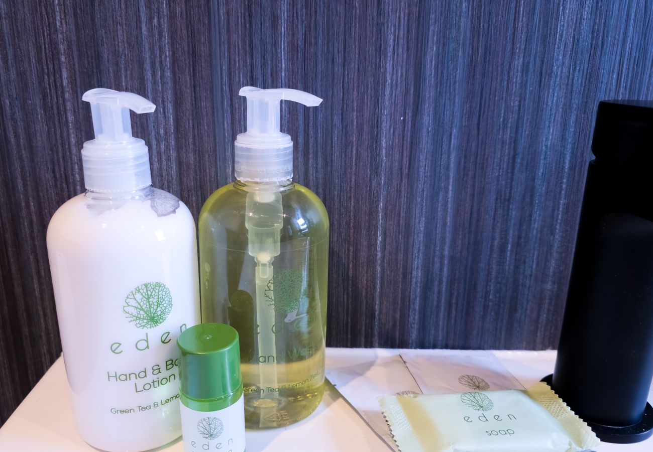 Eden brand hand lotion and toiletries provided at Lynemore Croft