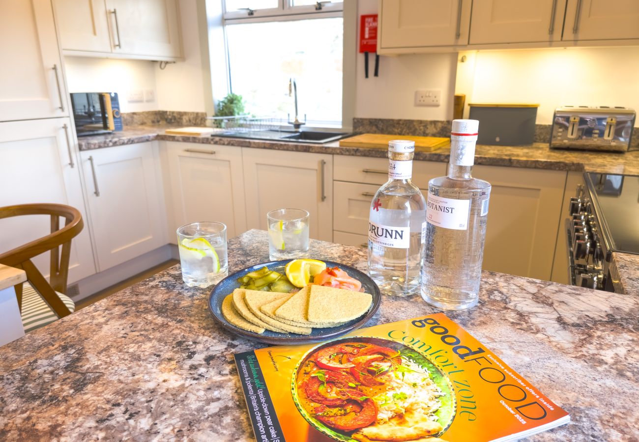 kitchen worktop close-up at Lynemore Croft holiday cottage
